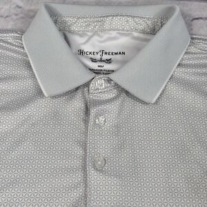 Hickey Freeman Golf Polo Shirt Men XXL Silver Geometric Performance‎ Stretch